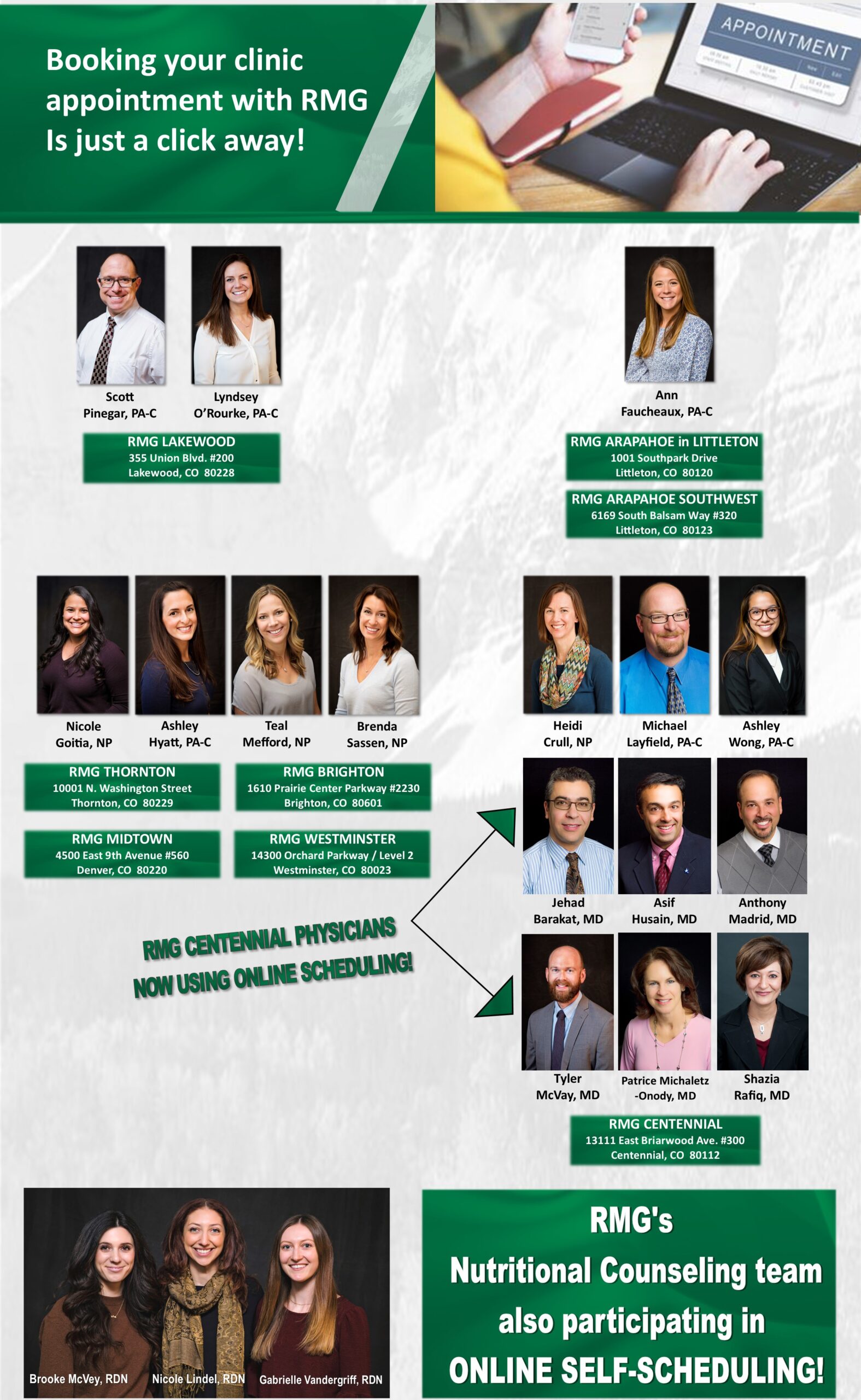 Online Scheduling for visits with RMG Advanced Practice Providers.